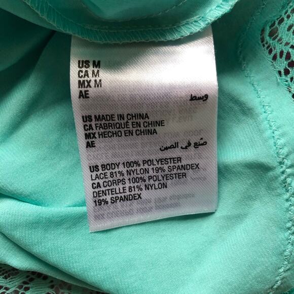 INC International Concepts Women's Cami Top V-Neck Lace Trim Green Sz Medium NWT - Picture 7 of 7